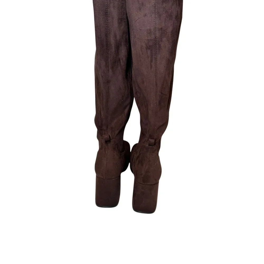 Jeffrey Cambell Hot Lava -K2 Knee-high stretch boot, Brown Faux Suede Size 8 NEW